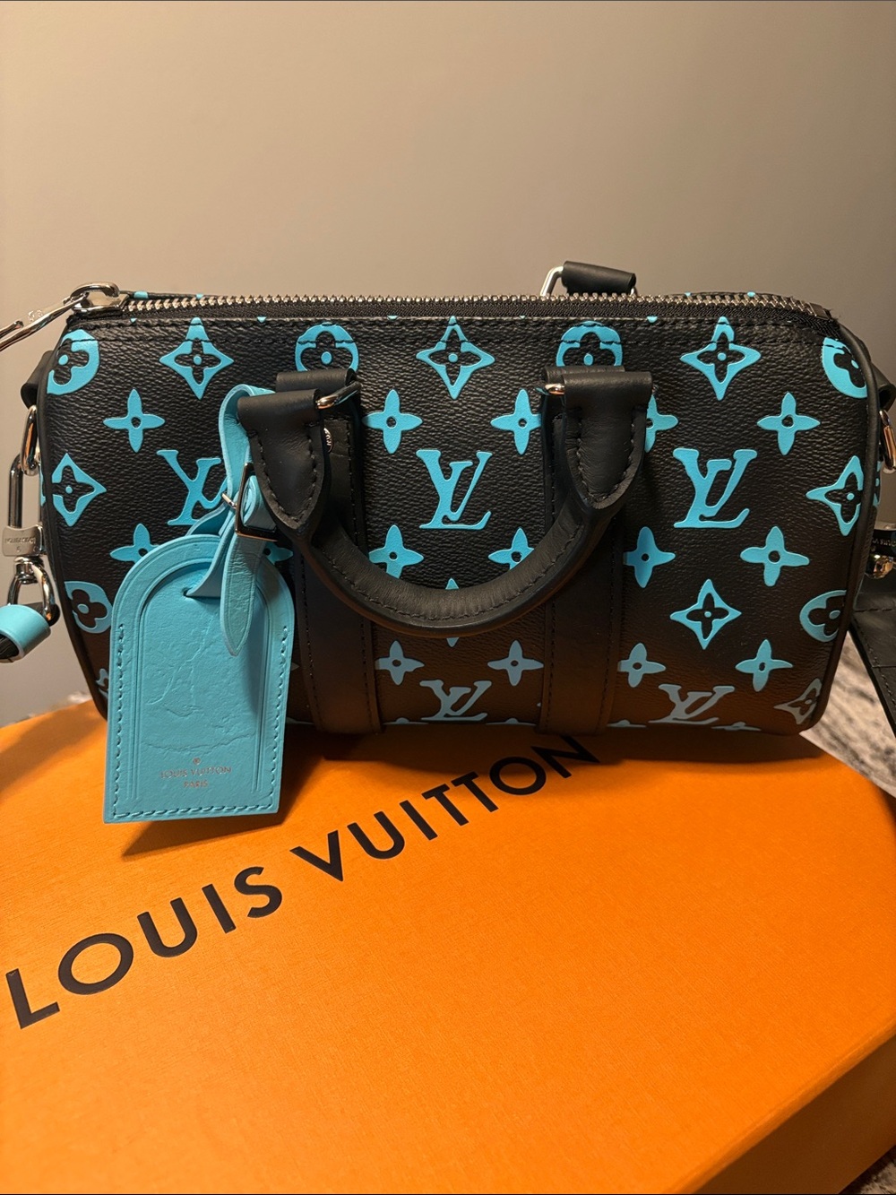 Louis Vuitton Black & Turquoise Monogram Mini Speedy Crossbody Bag (Runway) - Picture 3 of 13